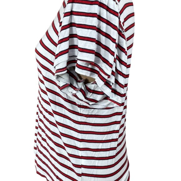 Green Envelope Ruffle Sleeve T-Shirt Red White Blue Size L Large - Picture 2 of 6